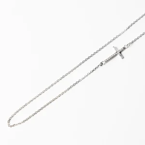 Colar masculino Cruz duo cristal ouro branco