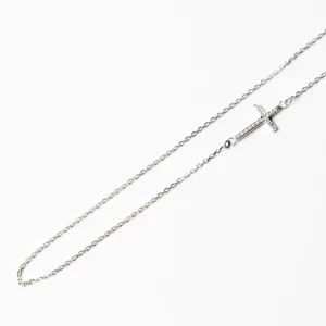 Colar masculino Cruz duo cristal ouro branco