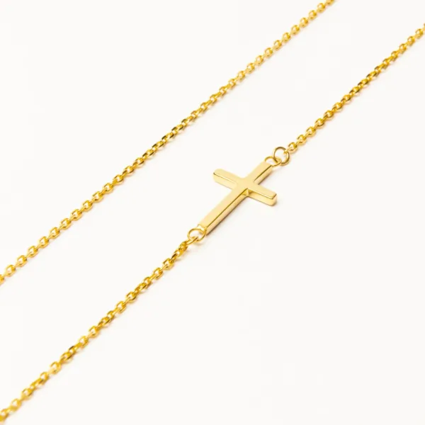 925 gold-plated silver necklace -13 Men's Cross duo necklace in yellow gold
