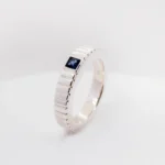 Anel pedra quadrada azul em prata para homem Anel pedra quadrada azul em prata para homem