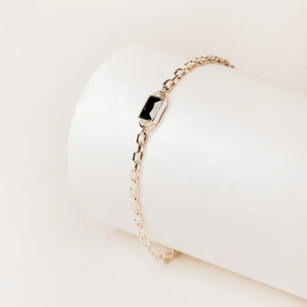 Men's silver bracelet with black stone