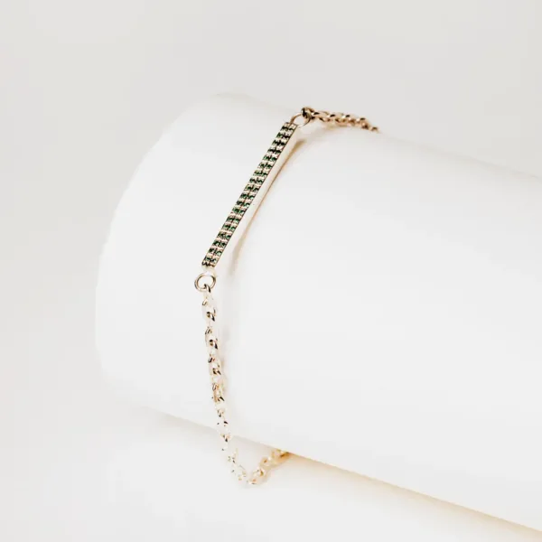 Emerald Straight 925 Silver Men's Bracelet