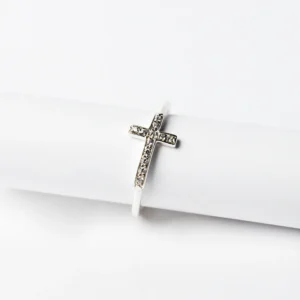 Men's ring with a crystal zirconia cross