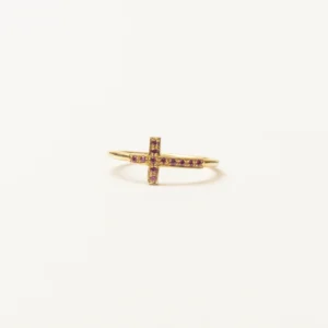 Men's Ring With Cross Set Ruby Zirconia