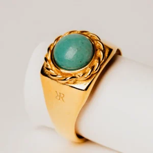 Men's Solitaire Ring Natural Stone Turquoise