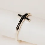 Men's Black Zirconia Cross Ring