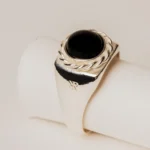 Men's Solitaire Ring Natural Stone Onyx