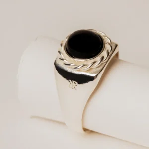 Men's Solitaire Ring Natural Stone Onyx