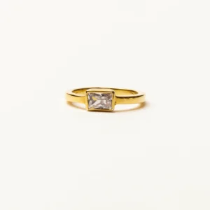 Solitaire Ring Rectangular Crystal Stone