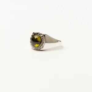 Men's Solitaire Ring Natural Stone Olive