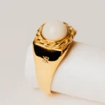 Men's Solitaire Ring White Natural Stone