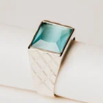 Men's turquoise square stone ring