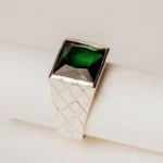 Men's emerald square stone ring