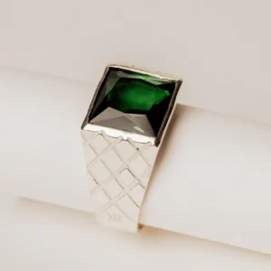 Men's emerald square stone ring