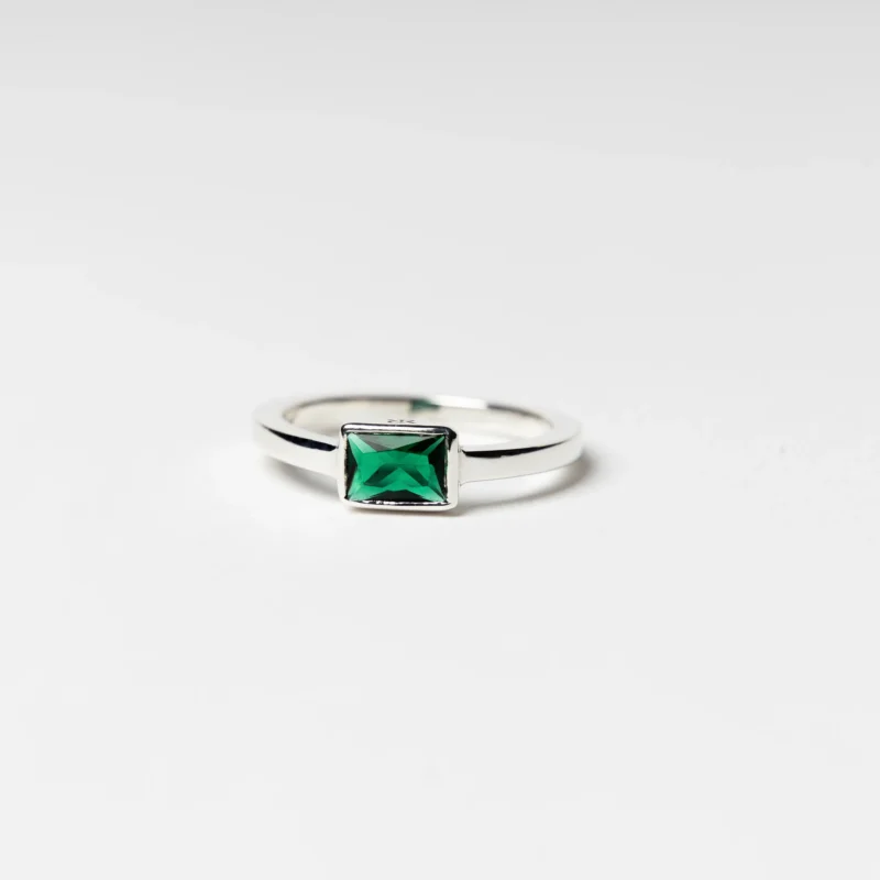 Emerald Rectangular Stone Solitaire Ring