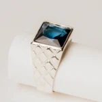 Men's ring with white square stone