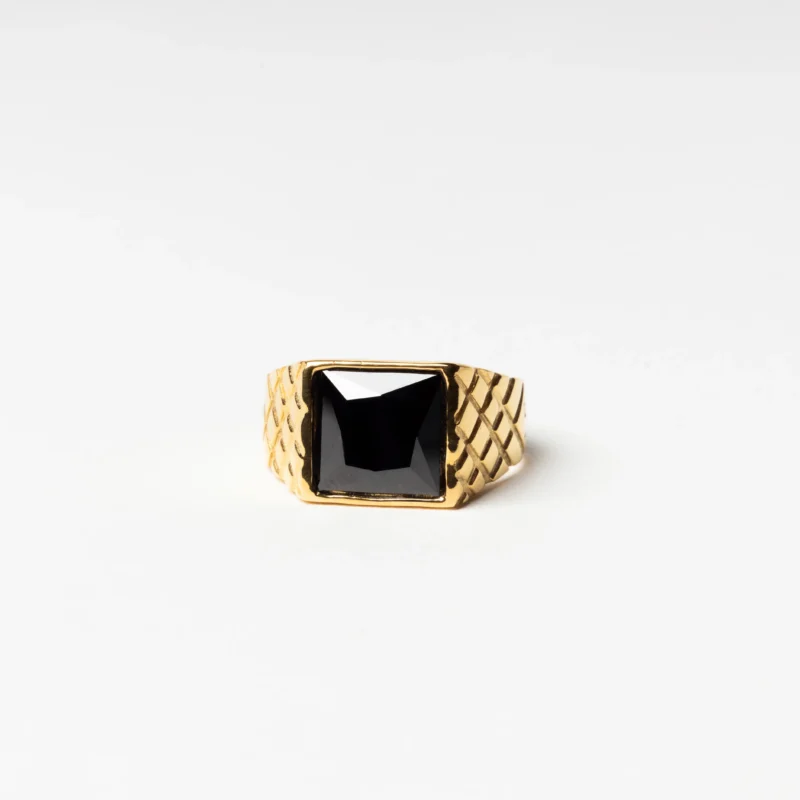 Men's square stone ring