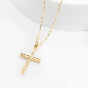 Men's Cross necklace in gold and diamonds