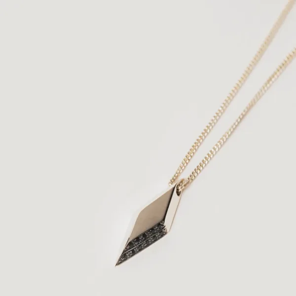 Men's Faceted Rhombus Necklace Black