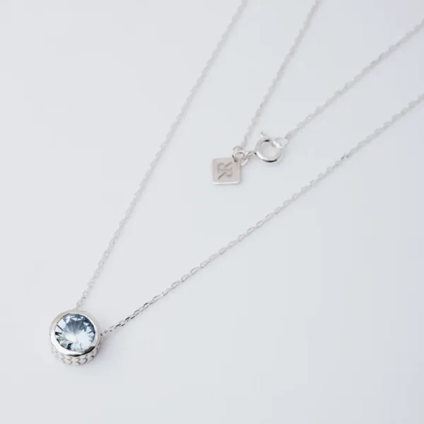 round aquamarine stone necklace for men in silver men's silver aquamarine round stone necklace