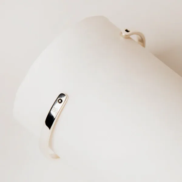 925 Silver Bracelet Smooth Slave Black Zirconias