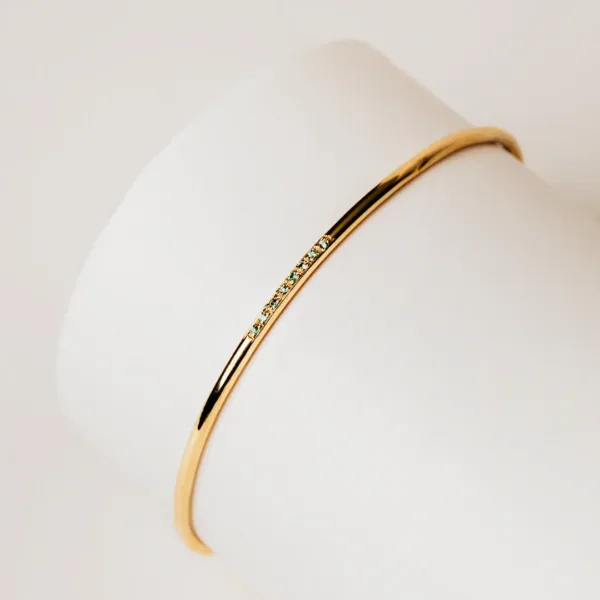 Minimalist Slave Bracelet with Green Stones