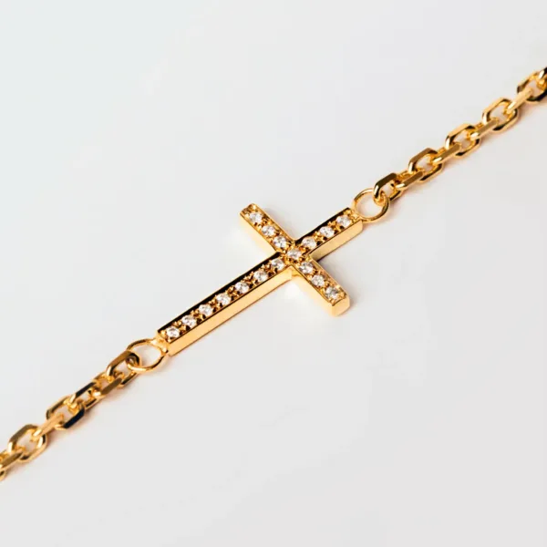 Men's Bracelet 925 Silver Crystal Cross details