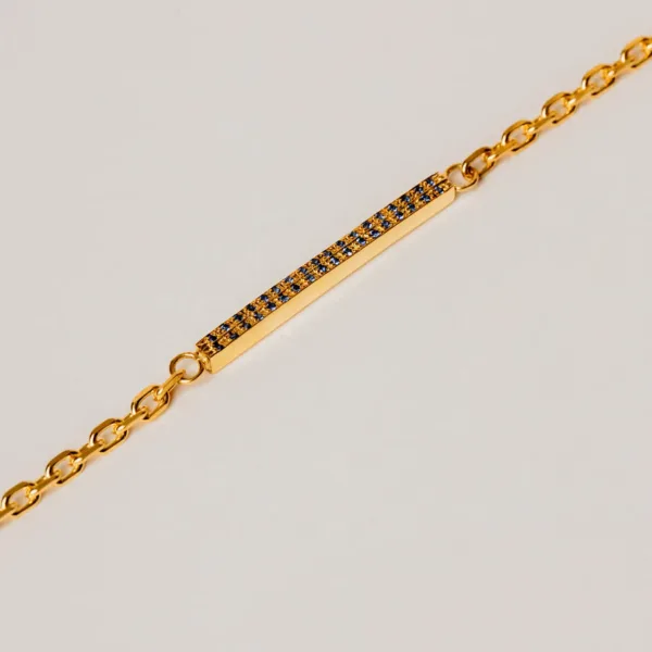 Pulseira Homem Prata 925 Reta Safira detalhe