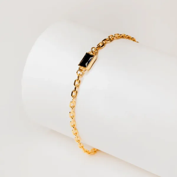 Men's Rectangular Sapphire Bracelet yellow gold