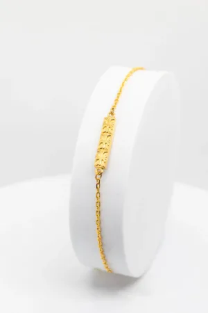 Pulseira NOA Masculina em Prata com Placa Retangular em Relevo
