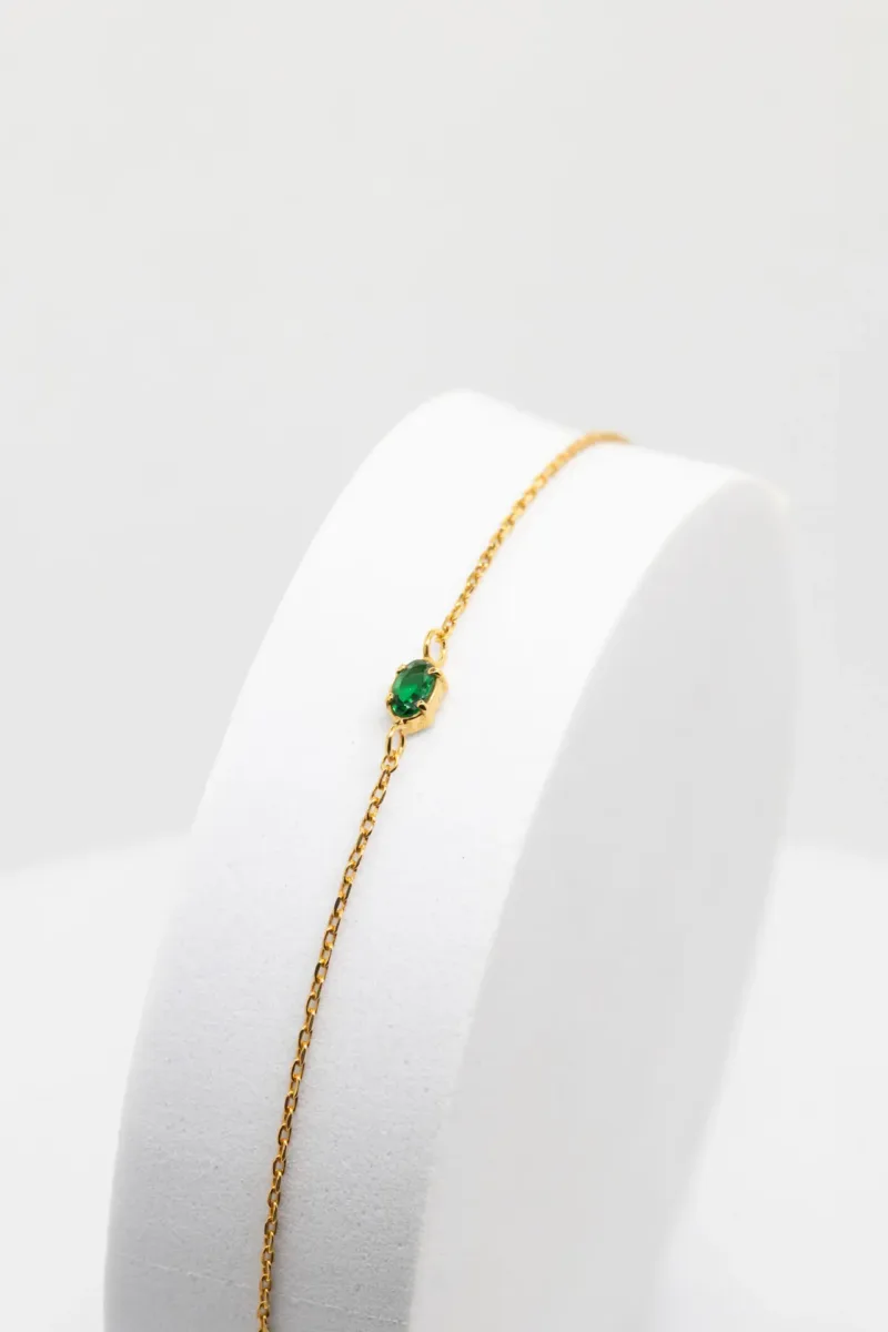 pulseira em prata com zirconia verde banhada a ouro para homem