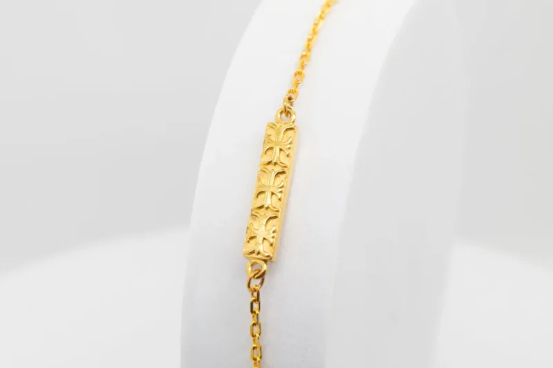 pulseira para homem em prata com relevo banhado a ouro