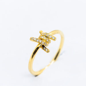 Anel Arame Farpado Ouro 9K E Diamantes