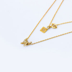 Colar Arame Farpado Ouro 9K E Diamantes
