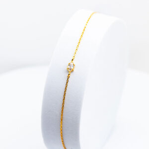 Pulseira ouro 9K com Zircónia Oval